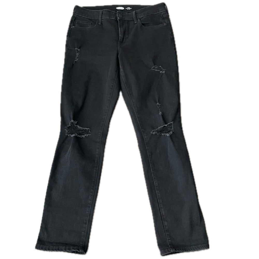 Old Navy Black Distressed Power Slim Straight Mid… - image 3